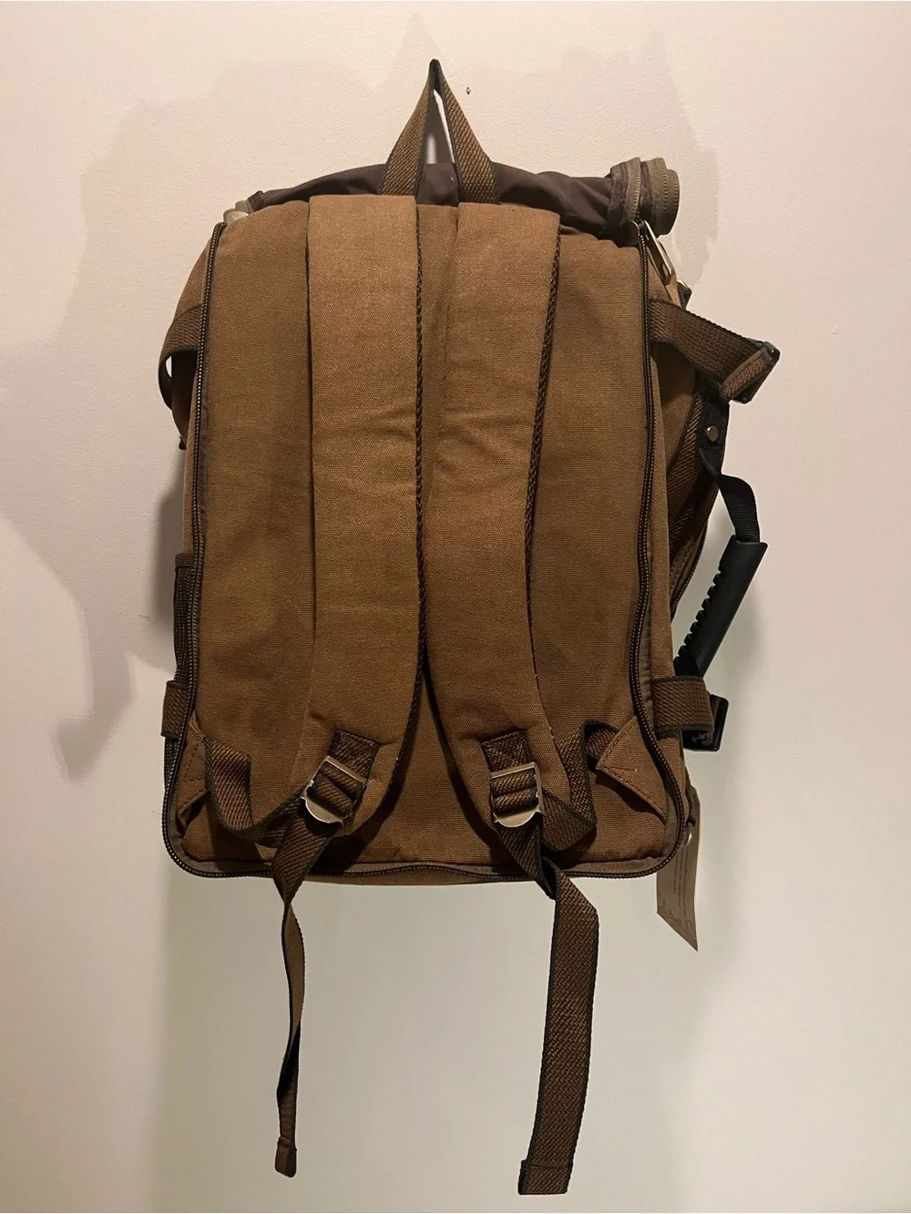 NWT Men's Brown Canvas Leather Messenger Bag - Backpack Shoulder strap Satchel